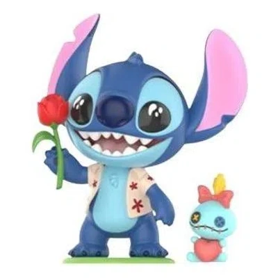 Pop Mart Disney Stitch On A Date Figures 'offering Flowers' In Blue