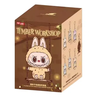 Pop Mart Labubu The Monsters Timber Workshop Playing On The Swing Pendant Pop Land Exclusive Sealed  In Brown