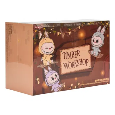 Pop Mart Labubu The Monsters Timber Workshop Playing On The Swing Pendant Pop Land Exclusive Sealed  In Brown