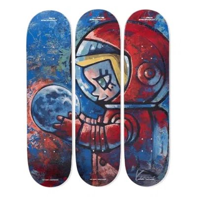 Pop Mart Mega Space Molly Hello Moon Skateboard Triptych In Brown