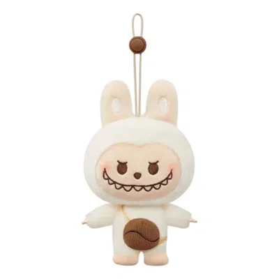 Pop Mart Pop Bean Coffee Factory Plush Pendant 'labubu Coffee Bean Grinder' In White