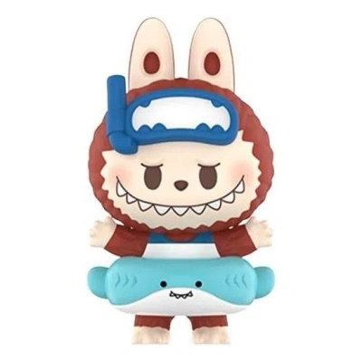 Pop Mart Pop Bean Island Vacation Series Fridge Magnet 'labubu Sharkie Dive' In Multi