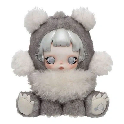 Pop Mart Skullpanda Punk Panda Plush Doll In Gray