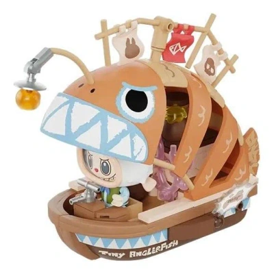 Pop Mart Babies'  The Monsters Labubu Chasing Mermaids Series Blocks ""the Tiny Anglerfish' In Brown