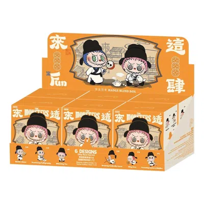 Pop Mart The Monsters Labubu Let's Have Fun Together Badge Sealed Case (6 Blind Boxes) In Orange