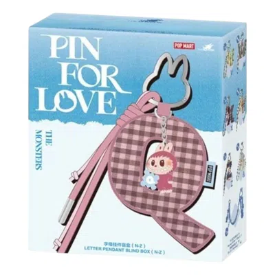 Pop Mart The Monsters Labubu Pin For Love Letter Pendant Sealed Case (n-z) (1 Blind Box) In Blue