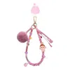 Pop Mart The Monsters Labubu Pom Party Key Chain 'rose Red' In Pink