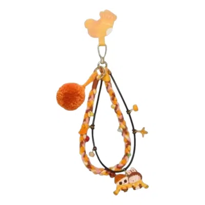 Pop Mart The Monsters Labubu Pom Party Key Chain 'yellow' In Brown