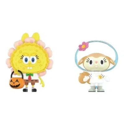 Pop Mart X Spongebob The Monsters Labubu 'jack O Lantern And Sandy Cheeks X Pato' In Yellow