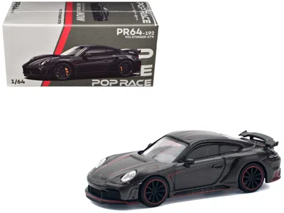 Pop Race 992 Stinger Gtr Carbon Edition With Red Accents 1/64 Diecast Model Car By  In Black
