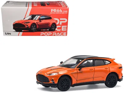 Pop Race Aston Martin Dbx 707 Cosmos Orange Metallic With Black Top 1/64 Diecast Model Car By