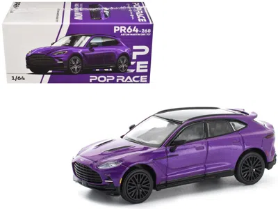 Pop Race Aston Martin Dbx 707 Storm Purple Metallic With Black Top 1/64 Diecast Model Car By