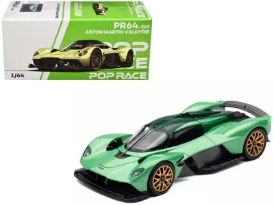 Pop Race Aston Martin Valkyrie Iridescent Emerald Metallic With Green Carbon Top 1/64 Diecast Model Car By Po
