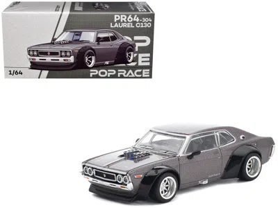 Pop Race Datsun Laurel C130 Rhd (right Hand Drive) Gray Metallic 1/64 Diecast Model Car By