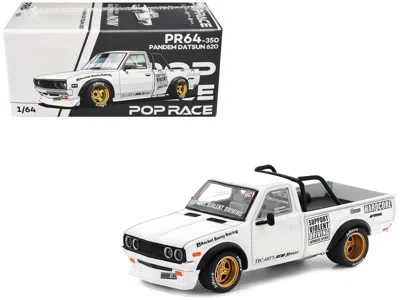 Pop Race Datsun Pandem 620 Pickup Truck "rocket Bunny Racing" White With Graphics 1/64 Diecast Model Car By P