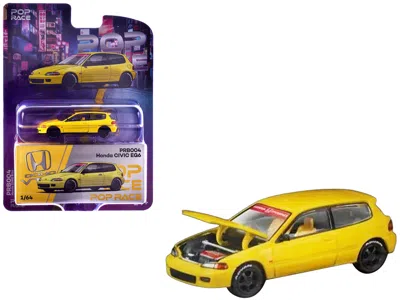 Pop Race Honda Civic Eg6 Rhd (right Hand Drive) Yellow "vancouver 2026 Event Edition" 1/64 Diecast Model Car 