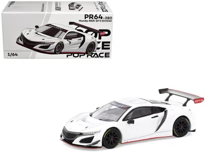 Pop Race Honda Nsx Gt3 Evo22 White 1/64 Diecast Model Car By