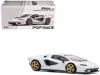 Pop Race Lamborghini Countach Lpi 800-4 White With Carbon Accents 1/64 Diecast Model Car By  In White
