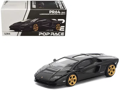 Pop Race Lamborghini Countach Lpi 800-4 Deep Black 1/64 Diecast Model Car By