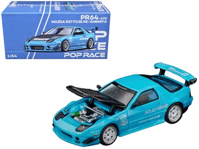 Pop Race Mazda Rx7 (fc3s) Re Amemiya Rhd (right Hand Drive) Light Blue With Carbon Hood "tokyo Auto Salon 202