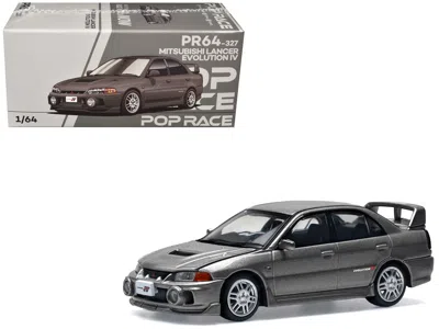 Pop Race Mitsubishi Lancer Evolution Iv Rhd (right Hand Drive) Dark Gray Metallic 1/64 Diecast Model Car By P