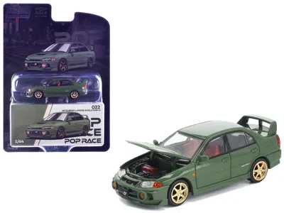 Pop Race Mitsubishi Lancer Evolution Iv Rhd (right Hand Drive) Green With Red Interior And Gold Wheels "enigm