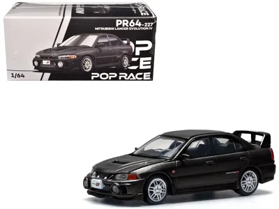 Pop Race Mitsubishi Lancer Evolution Iv Rhd (right Hand Drive) Pyrenees Black Pearl 1/64 Diecast Model Car By