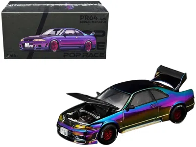 Pop Race Nissan Skyline Gt-r (r33) Rhd (right Hand Drive) Chameleon Chrome With Carbon Hood "vancouver Editio In Multi