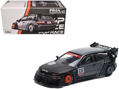 Pop Race Pandem Civic Eg6 Rhd (right Hand Drive) "kanjozoku" Matt Black And Gray With Graphics 1/64