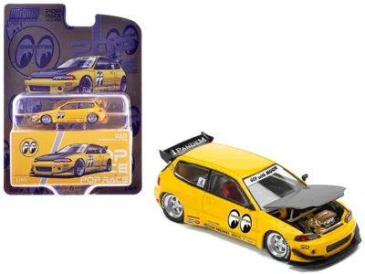 Pop Race Pandem Civic Eg6 Rhd (right Hand Drive) "mooneyes" Yellow With Carbon Hood "enigma Exclusive Edition