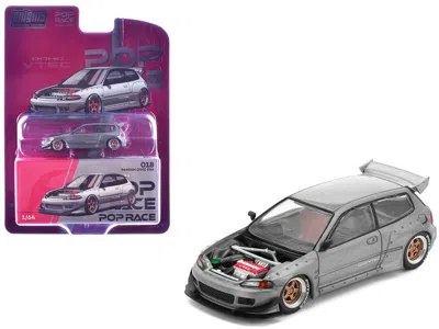Pop Race Pandem Civic Eg6 Rhd (right Hand Drive) Raw Metal With No Hood 1/64 Diecast Model Car By