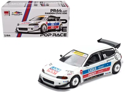 Pop Race Pandem Civic Eg6 Rhd White W/ Stripes & Graphics "vdx - Tokyo Auto Salon Hk 2025" Special Edition 1/