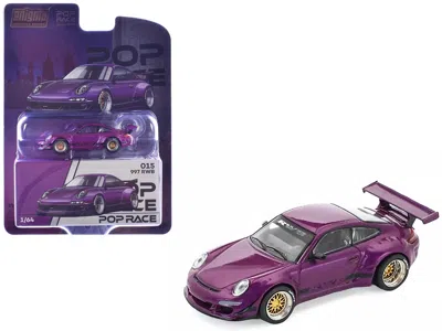 Pop Race Rwb 997 Purple Metallic With Black Stripes 1/64 Diecast Model Car By