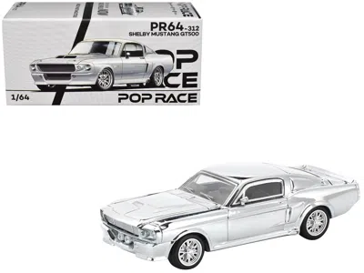Pop Race Shelby Mustang Gt500 Silver Chrome 1/64 Diecast Model Car By  In White