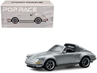 Pop Race Singer Targa Convertible Silver Metallic 1/64 Diecast Model Car By  In Gray