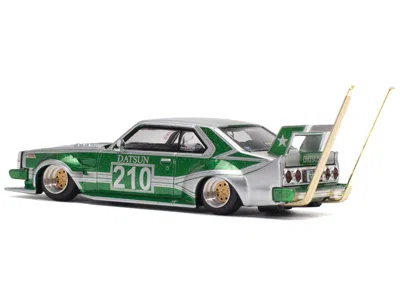 Pop Race Skyline C210 Kaido Racer "bosozoku Style" Rhd (right Hand Drive) #210 Green And Silver 1/64 Diecast