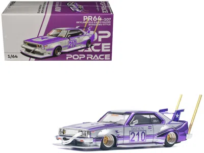 Pop Race Skyline C210 Kaido Racer "bosozoku Style" Rhd (right Hand Drive) #210 Purple And Silver 1/64 Diecast
