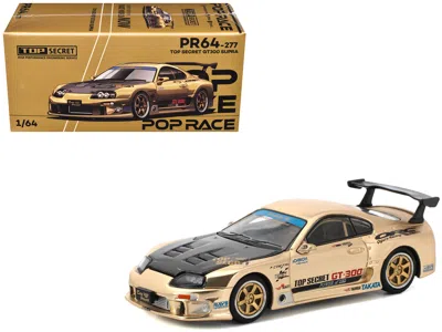 Pop Race Toyota Supra "top Secret" Gt300 Rhd (right Hand Drive) Gold Metallic With Carbon Hood 1/64 Diecast M In Neutral
