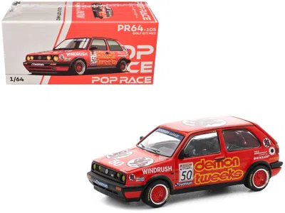 Pop Race Volkswagen Golf Gti Mk2 #50 Demon Tweeks "british Touring Car Championship" (1988) 1/64 Diecast Mode In Red