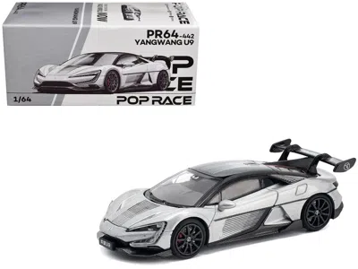 Pop Race Yangwang U9 Silver Metallic With Black Top And Stripes 1/64 Diecast Model Car By  In Multi