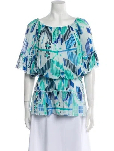 Pre-owned Pop Saint Barth Mesh Printed Blouse In Multi