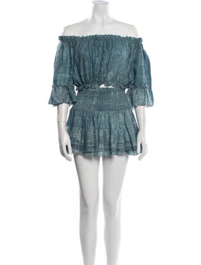 Pre-owned Pop Saint Barth Printed Glitter Accents Skirt Set In Blue