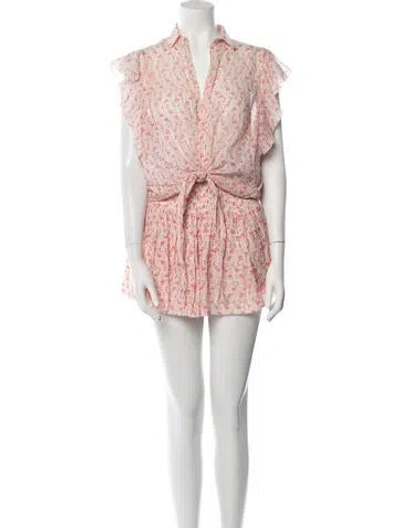 Pre-owned Pop Saint Barth Printed Ruffle Embellishment Skirt Set In White