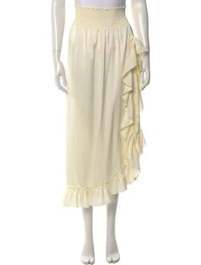 Pre-owned Pop Saint Barth Ruffle Embellishment Midi Length Skirt In Yellow