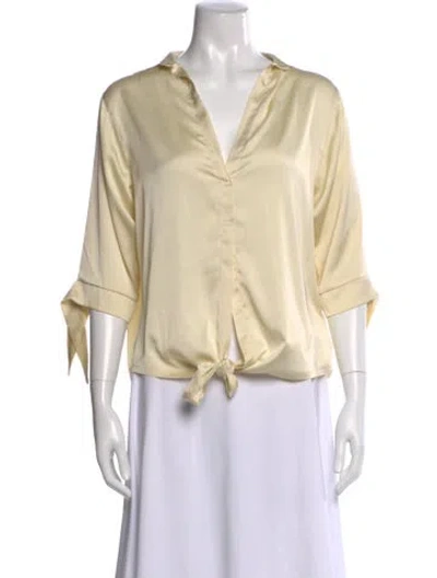 Pre-owned Pop Saint Barth Silk V-neck Blouse In Neutral