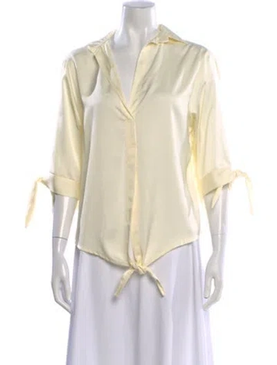 Pre-owned Pop Saint Barth Silk V-neck Blouse In Neutral