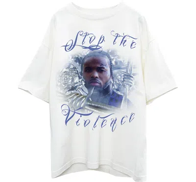 Pre-owned Pop Smoke Men's  Stop The Violence T-shirt In White