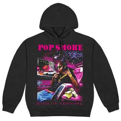 Pre-owned Pop Smoke Men's  X Vlone King Of Ny Hoodie In Black