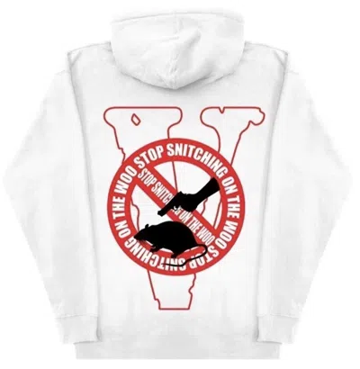 Pre-owned Pop Smoke Men's  X Vlone Stop Snitching Hoodie In White/red