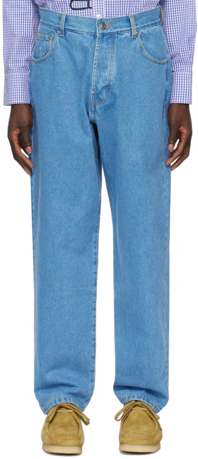 Pop Trading Company Blue Crest Jeans In Stonewash